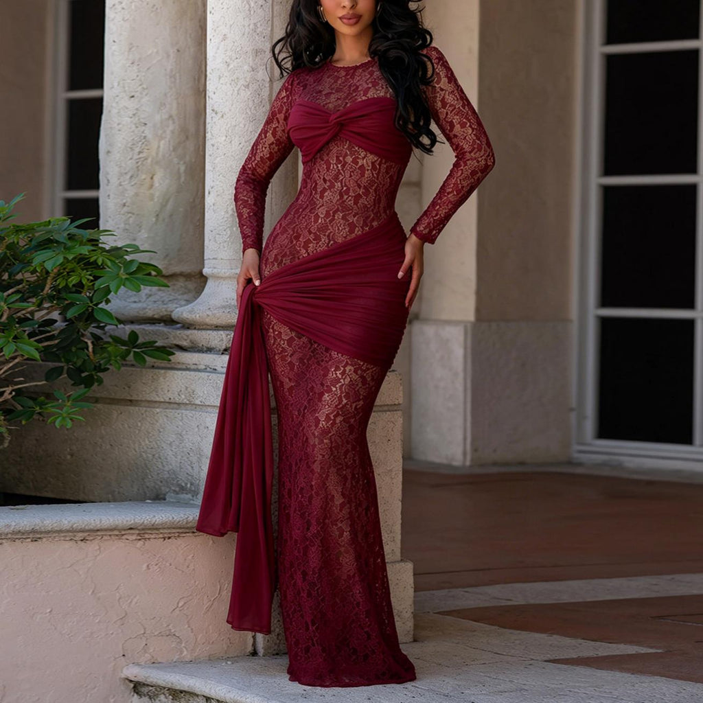 Women's Lace Long Sleeve Dress