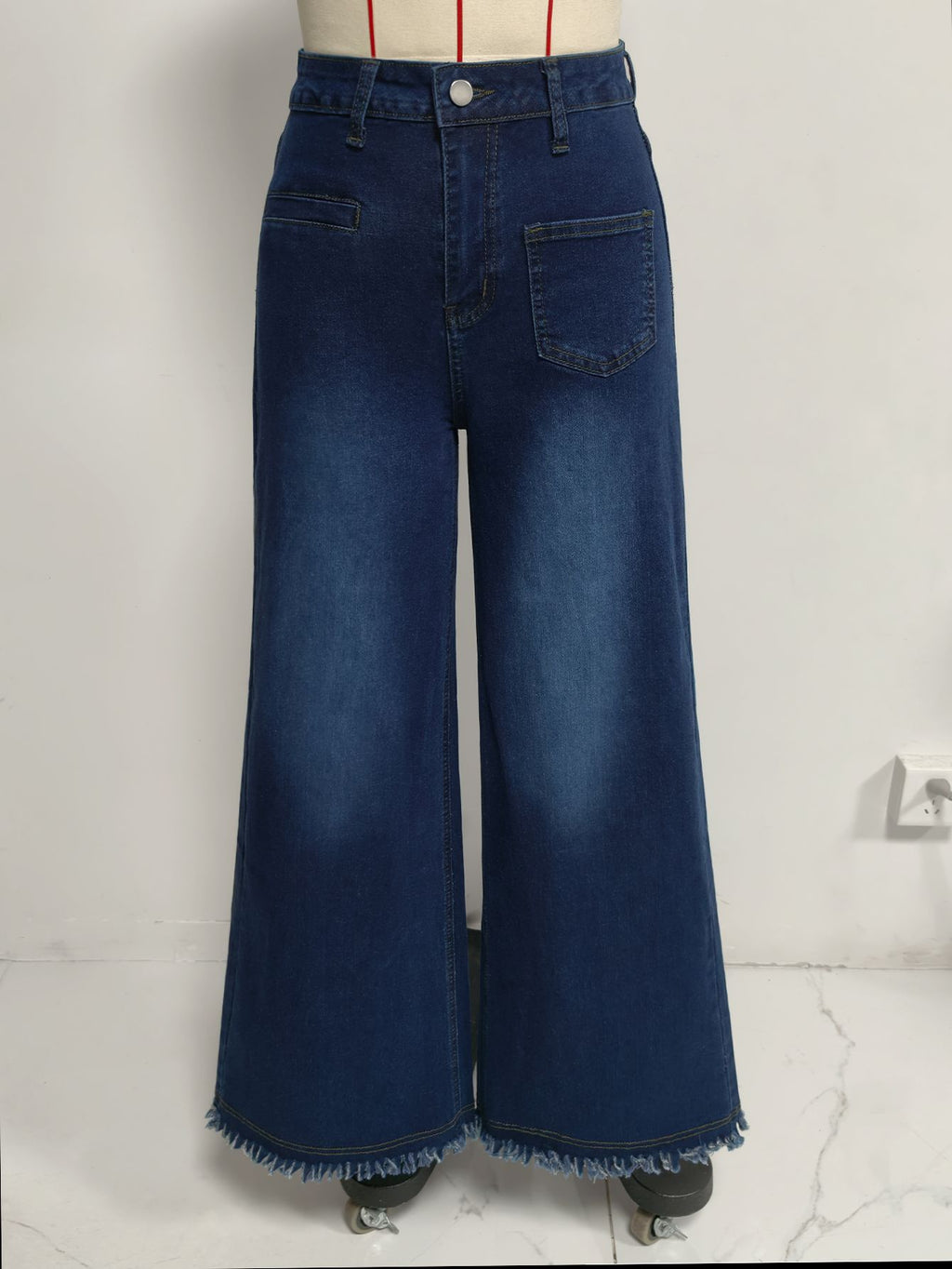 Retro Washed Distressed Raw Hem WLs Jeans HW Loose All