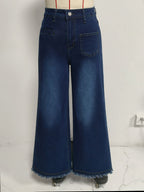 Retro Washed Distressed Raw Hem WLs Jeans HW Loose All