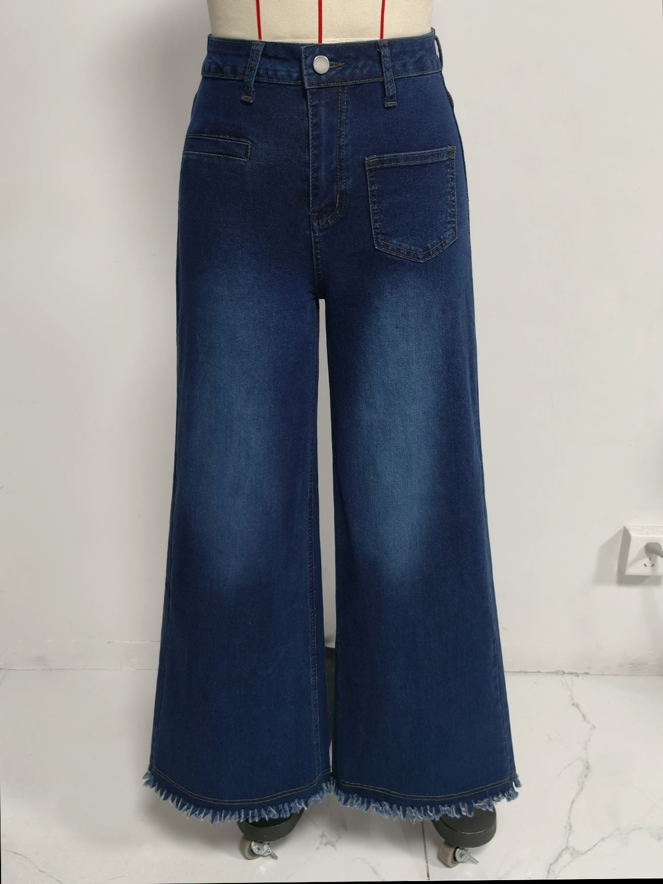 Retro Washed Distressed Raw Hem WLs Jeans HW Loose All