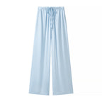 Summer Sexy See through Cropped Top Casual All Matching Wide Leg Pant Sets