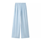 Summer Sexy See through Cropped Top Casual All Matching Wide Leg Pant Sets