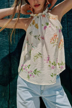 Printed Sleeveless Halter Camisole Women Summer Vest Shoulder Digging Shirt