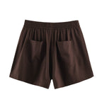 Women Waist Linen Blended Casual Shorts