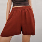 Women Waist Linen Blended Casual Shorts