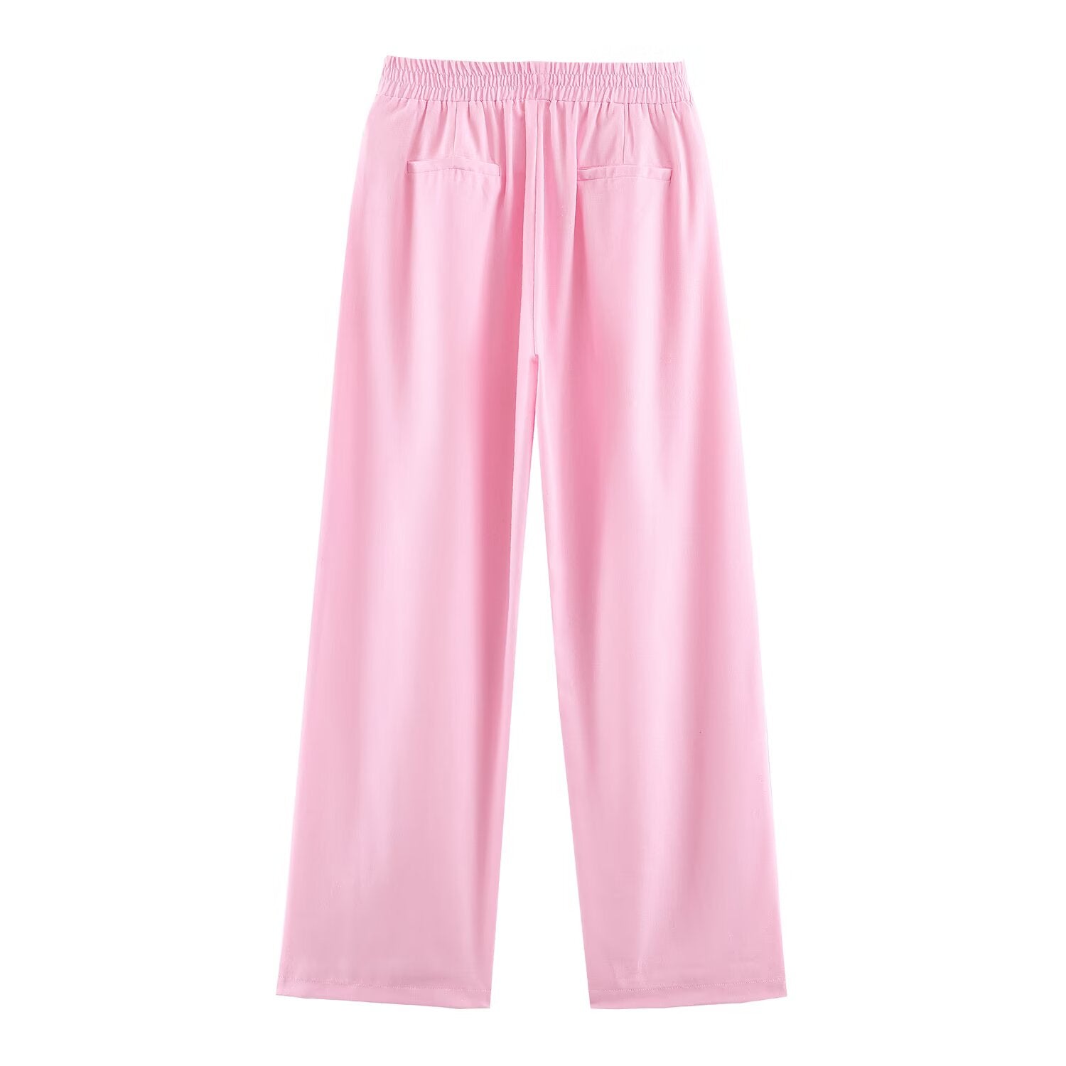 Polo Collar Linen Blended Shirt EW Straight Leg Pants Sets