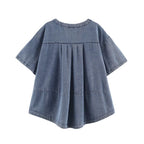 Summer Washed out Vintage Loose round Neck Short Sleeve T