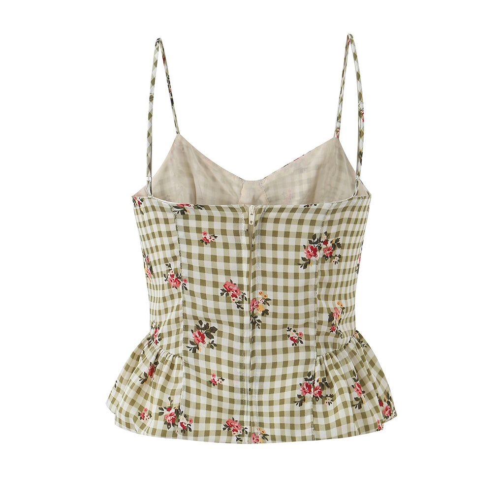 Summer Wind Women Clothing Plaid Floral Print Printed