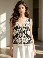 Women Summer Embroidered Sleeveless Multi Color Vest