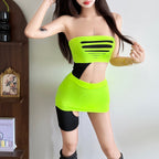 Summer Women Clothing Contrast Color Slim Fit Sexy Street