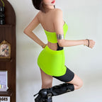 Summer Women Clothing Contrast Color Slim Fit Sexy Street
