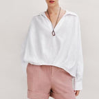 Women Clothing Office Loose Puffy Hem Long Sleeve Shirt