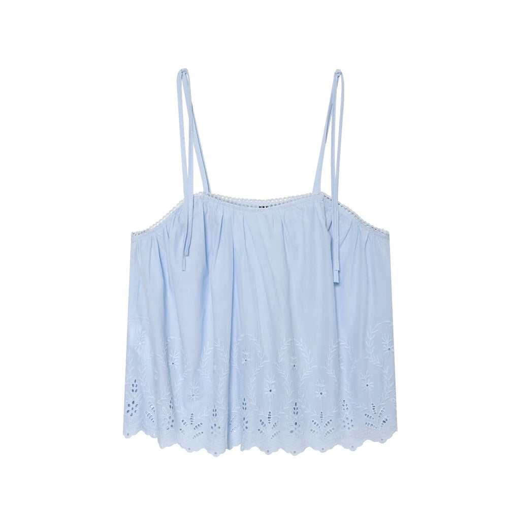 Women Clothing Summer Embroidered Strap Top Embroidered Shorts Sets