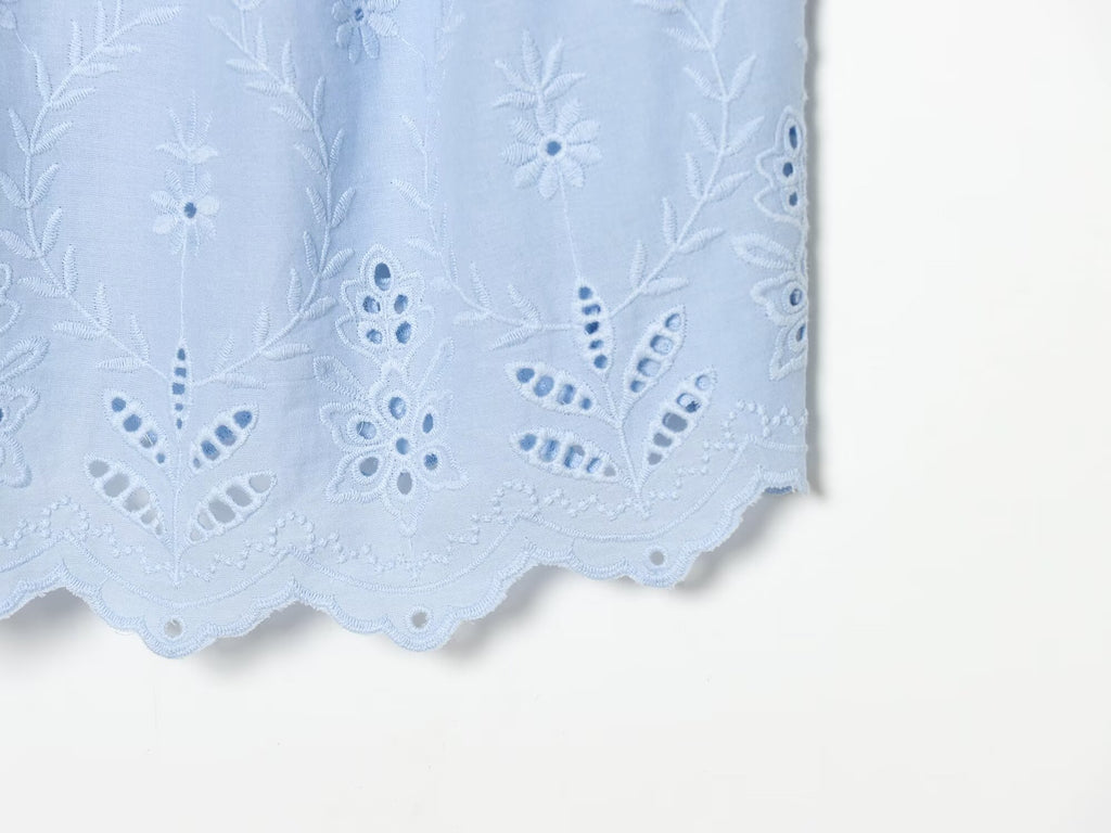 Women Clothing Summer Embroidered Strap Top Embroidered Shorts Sets