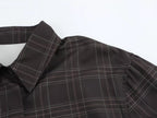 Women Clothing Summer Black Bottom All Match Casual Plaid Short Shirt