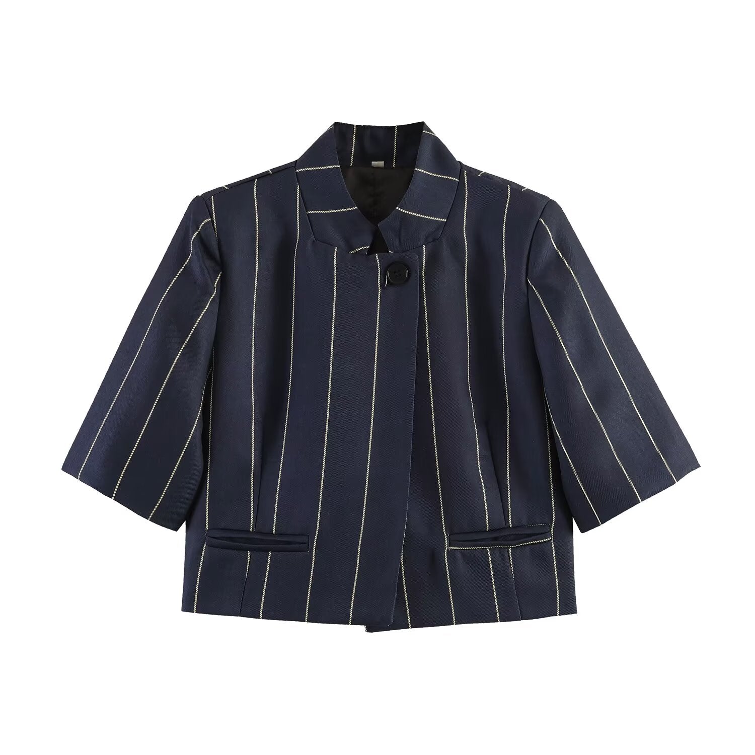Women Clothing Top Blended Striped Shirt Blended Striped Trousers