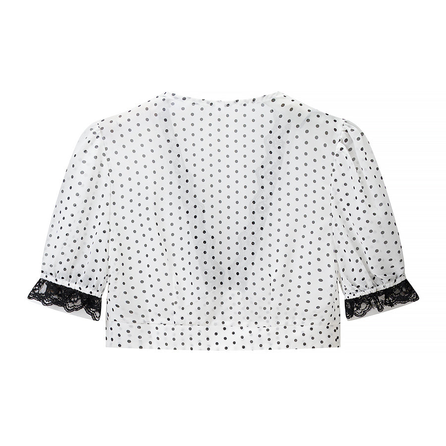 Women Clothing Sexy V neck Lace Polka Dot Top Flounce Peplum Hip Wrapped Skirt Set