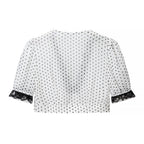 Women Clothing Sexy V neck Lace Polka Dot Top Flounce Peplum Hip Wrapped Skirt Set