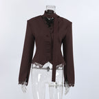 Women's Lace Detail Waist-Tie Coat