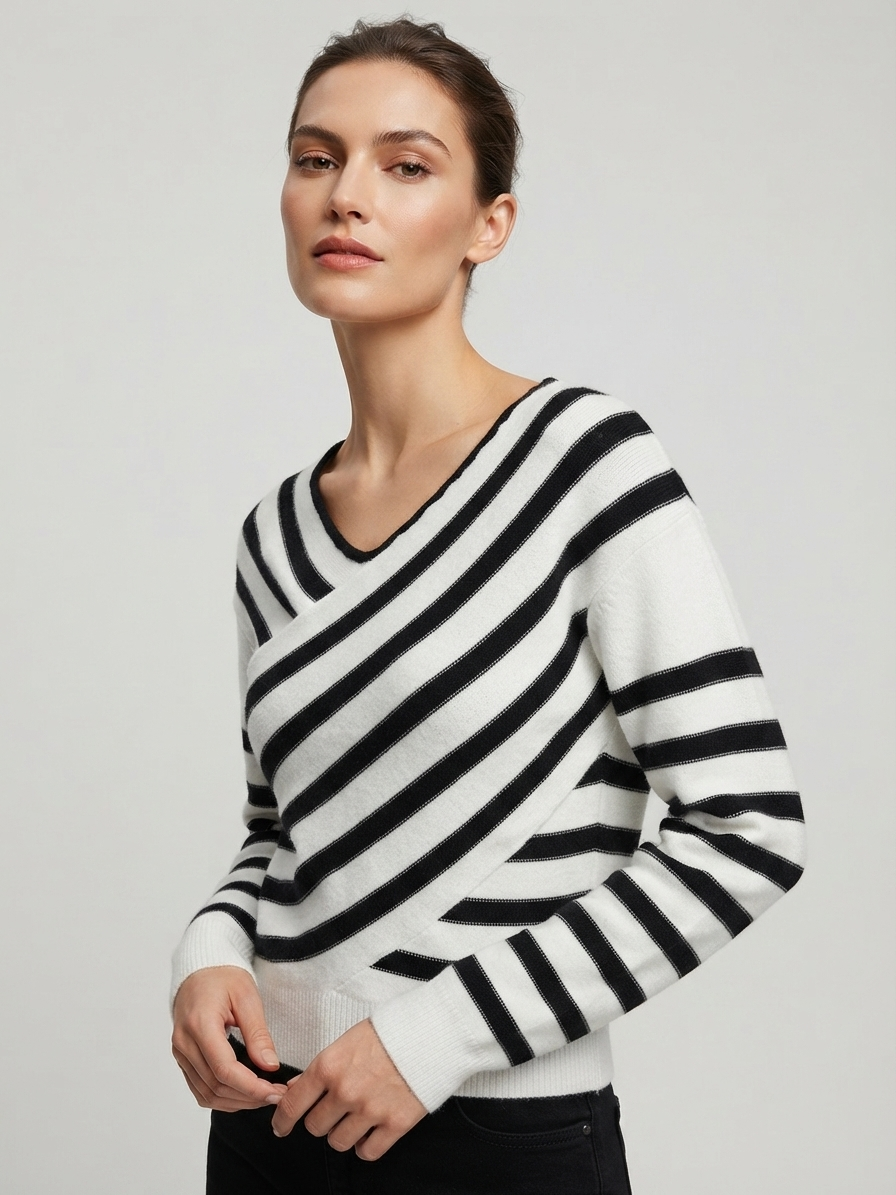 Women's Striped Off-Shoulder Knit Sweater