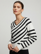 Women's Striped Off-Shoulder Knit Sweater