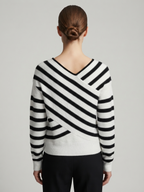 Women's Striped Off-Shoulder Knit Sweater