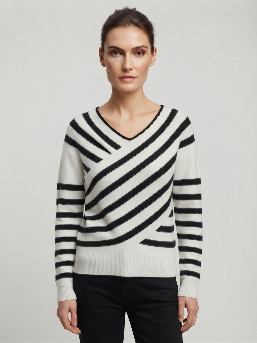 Women's Striped Off-Shoulder Knit Sweater