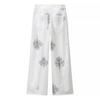 Women Clothing Summer Cool Floral Print Sling Wide Leg Pants Two Piece Set