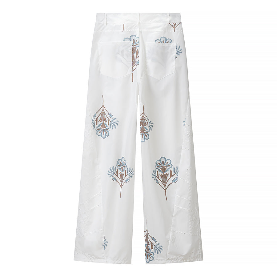 Women Clothing Summer Cool Floral Print Sling Wide Leg Pants Two Piece Set