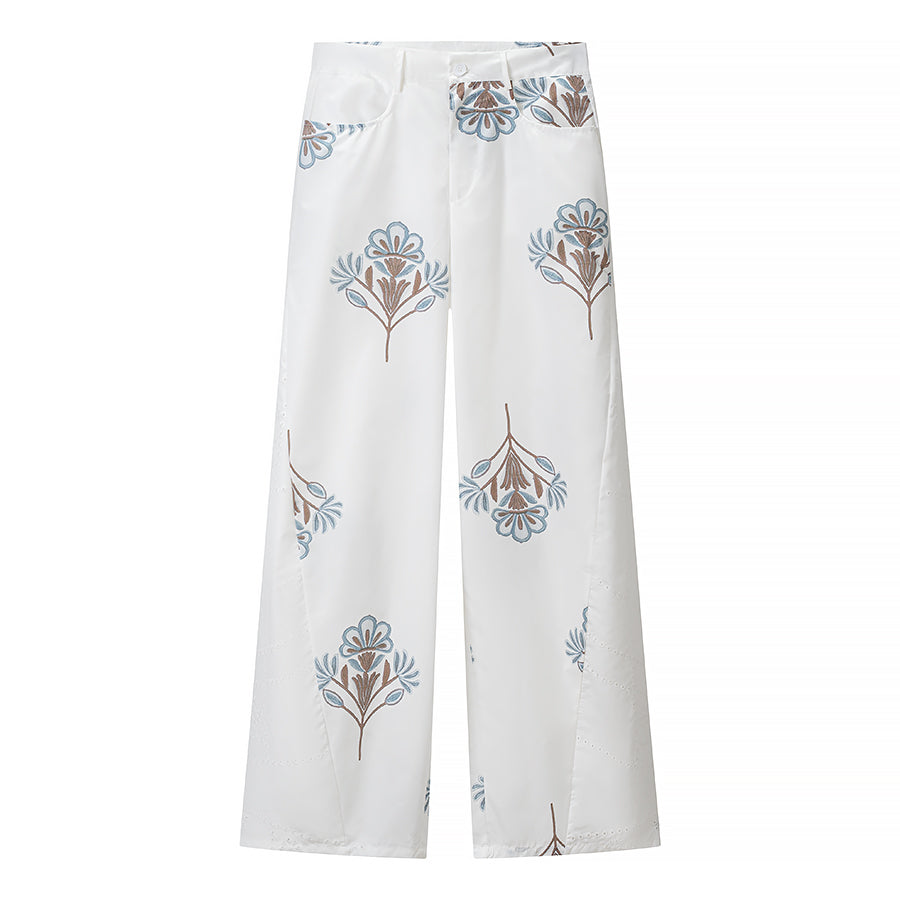 Women Clothing Summer Cool Floral Print Sling Wide Leg Pants Two Piece Set