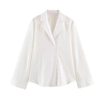 Women Spring Solid Button Top Shirt Pant Sets