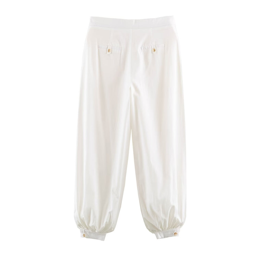 Women Spring Solid Button Top Shirt Pant Sets
