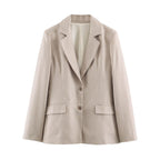 Women Clothing Summer Pleated Blazer Straight Leg Pants Sets