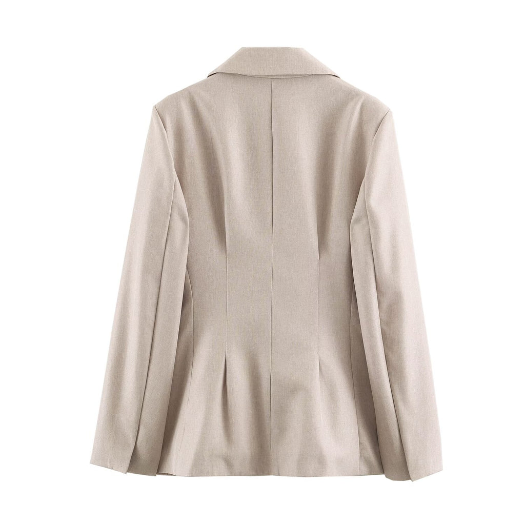 Women Clothing Summer Pleated Blazer Straight Leg Pants Sets