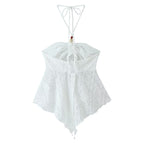 Women's Asymmetric Halter Lace Top