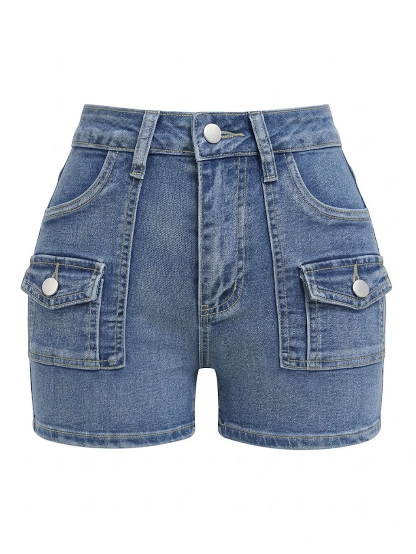 Women Clothing Sexy Denim Shorts HW Elastic Hip Pants Retro