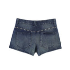 Women Summer Sexy Retro Mid Waist Sweet Cool Rivet Heavy