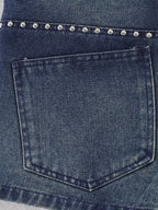 Women Summer Sexy Retro Mid Waist Sweet Cool Rivet Heavy