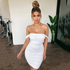 Women's Summer New Sling Off Neck Mesh Sexy Nightclub Sheath Dress