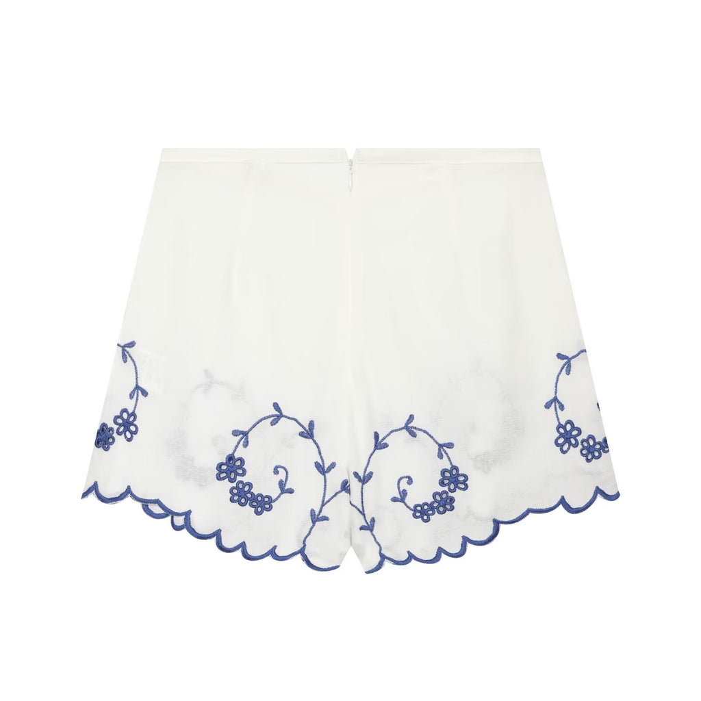Summer Blended Embroidered Top Casual Shorts Sets