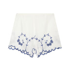 Summer Blended Embroidered Top Casual Shorts Sets