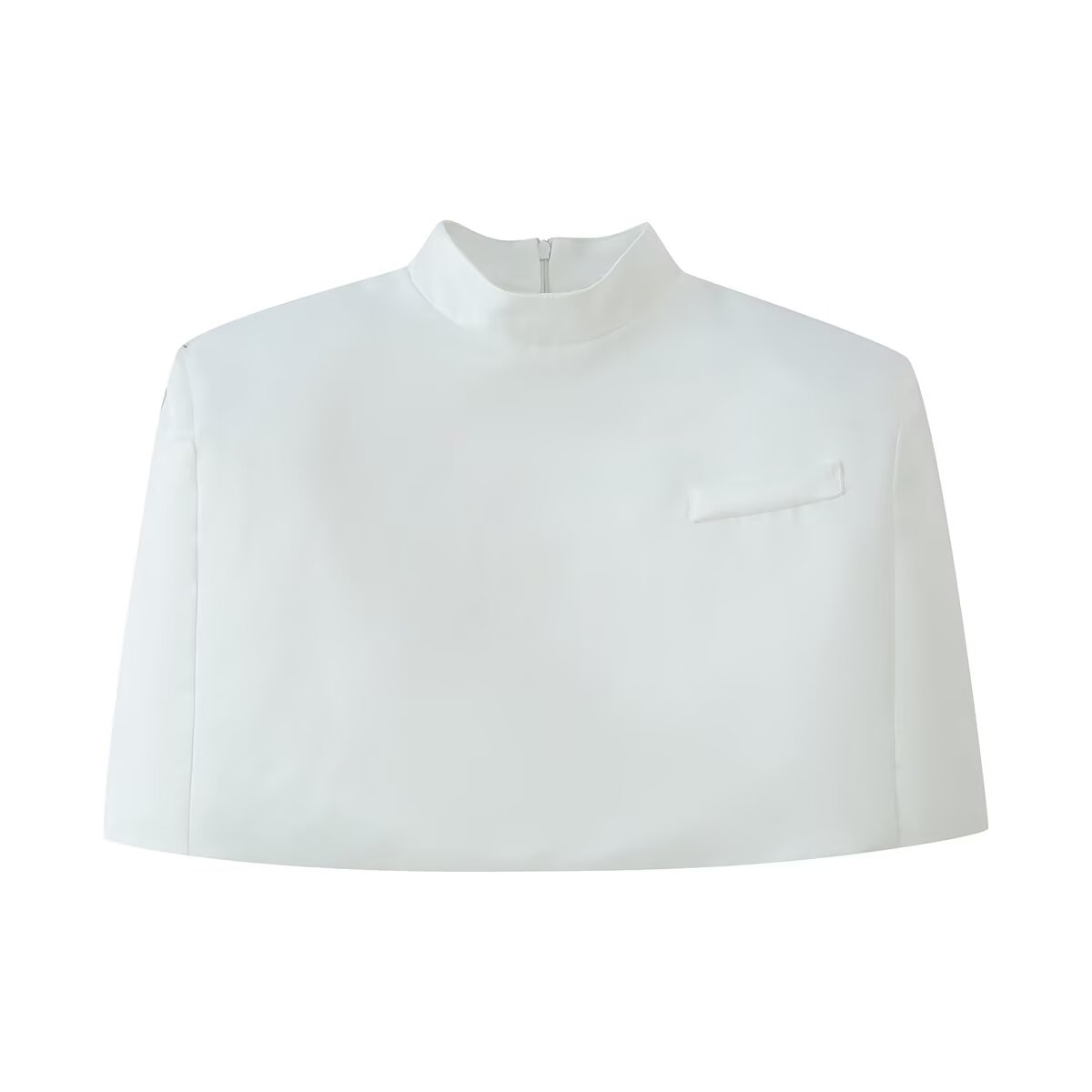 Women Clothing Office Small Stand Collar Faux Pocket