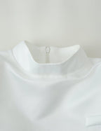 Women Clothing Office Small Stand Collar Faux Pocket