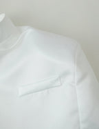 Women Clothing Office Small Stand Collar Faux Pocket