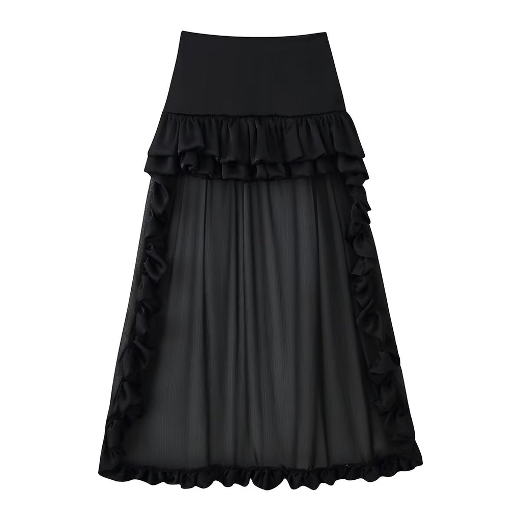 Women Clothing Summer Multi Layer Ruffled Long Trailing