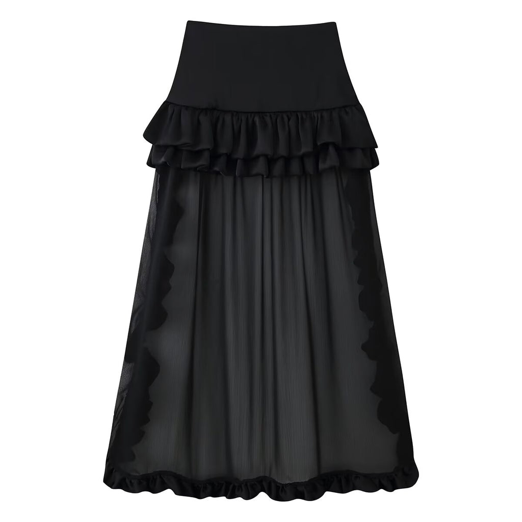 Women Clothing Summer Multi Layer Ruffled Long Trailing
