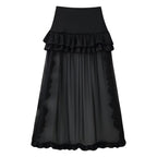 Women Clothing Summer Multi Layer Ruffled Long Trailing