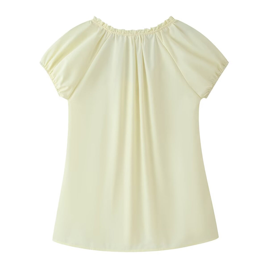 Women Clothing French Retro Easy Matching Solid Color