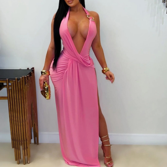 Women's Backless Halter Dress