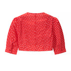 Women Retro Printed Crew neck Short Top Flounced Skirt Set